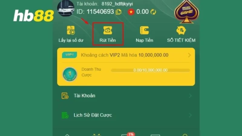 Chọn rút tiền HB88